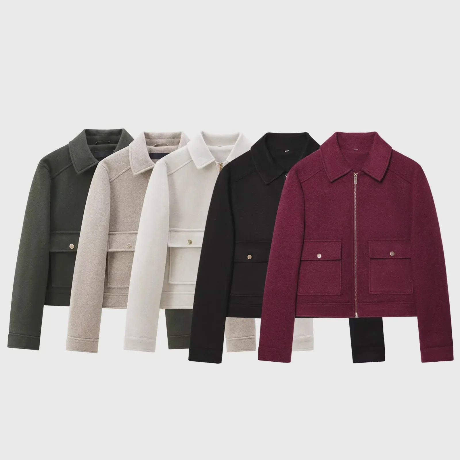 Dames Elegante Korte Jas met Rits en Zakken - Stijlvolle Winter Outerwear