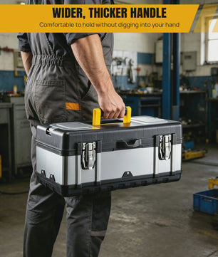 Robuuste Dubbellaags Gereedschapskist - RVS & Kunststof - 40cm - Anti-Val - Voor Elektricien & Auto Reparatie