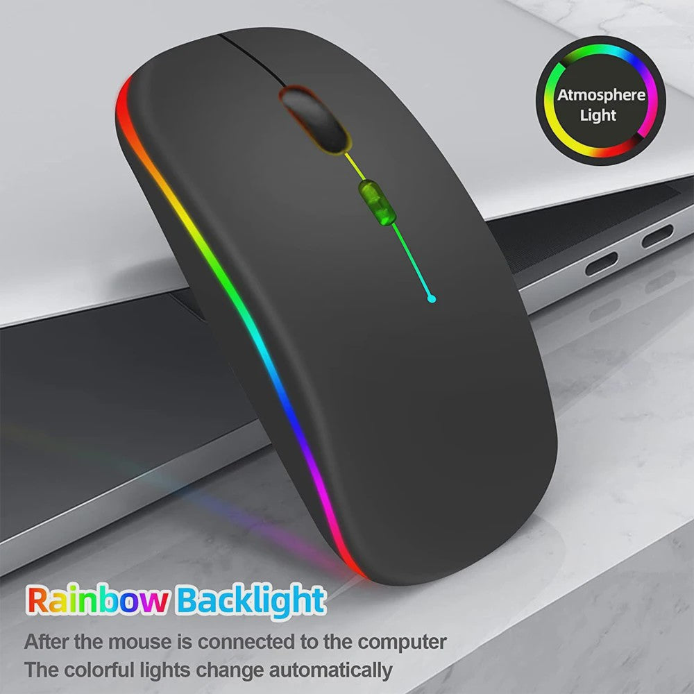 Draadloze Oplaadbare RGB Muis - Bluetooth & USB, Stil & Ergonomisch