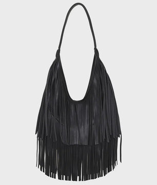Luxe Dames Schoudertas met Lange Franjes - Zacht PU Leer, Casual Hobo Tote