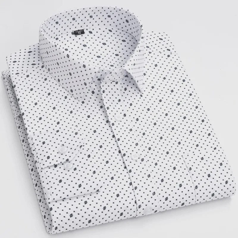 Herenshirt Lange Mouw - Stijlvol Casual & Zakelijk, Print & Streep, All-Season Top