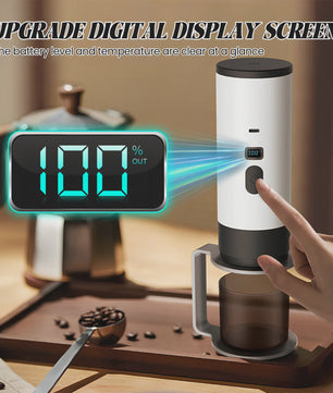 Draagbare Elektrische Koffiemachine - Espresso, Capsules, Verwarmend, Draadloos - Ideaal voor Reizen & Auto