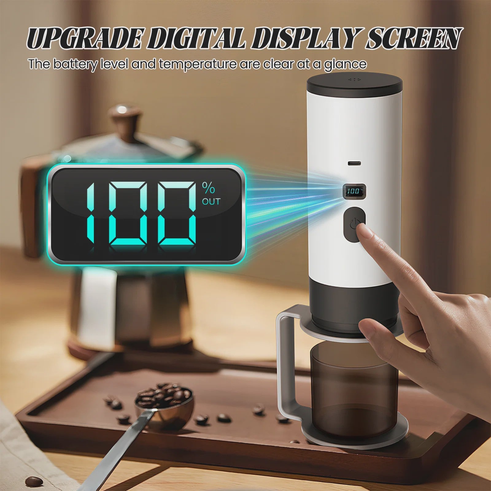 Draagbare Elektrische Koffiemachine - Espresso, Capsules, Verwarmend, Draadloos - Ideaal voor Reizen & Auto