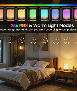 Lureshine Houtnerf LED Nachtlamp Touch Control - Dimbare RGB Sfeerverlichting