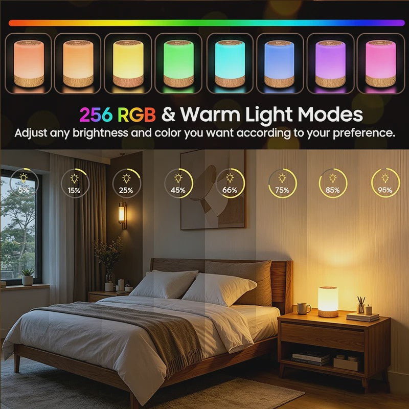 Lureshine Houtnerf LED Nachtlamp Touch Control - Dimbare RGB Sfeerverlichting