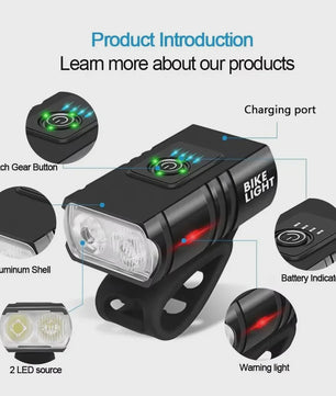 BK02 Fietslamp T6 LED USB Oplaadbaar - 6 Modi MTB Fietsverlichting Koplamp
