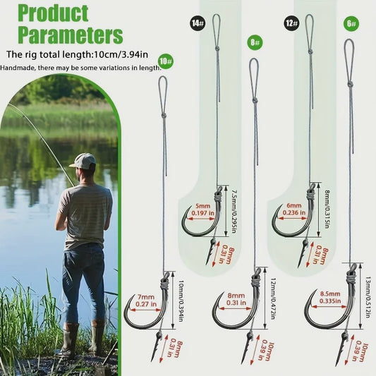 Method Feeder Rigs Set: 10/20 Stuks Haken met Gevlochten Lijn voor Feeder Vissen