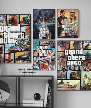 Grand Theft Auto Game Posters - Zelfklevend Muurdecoratie voor Fans