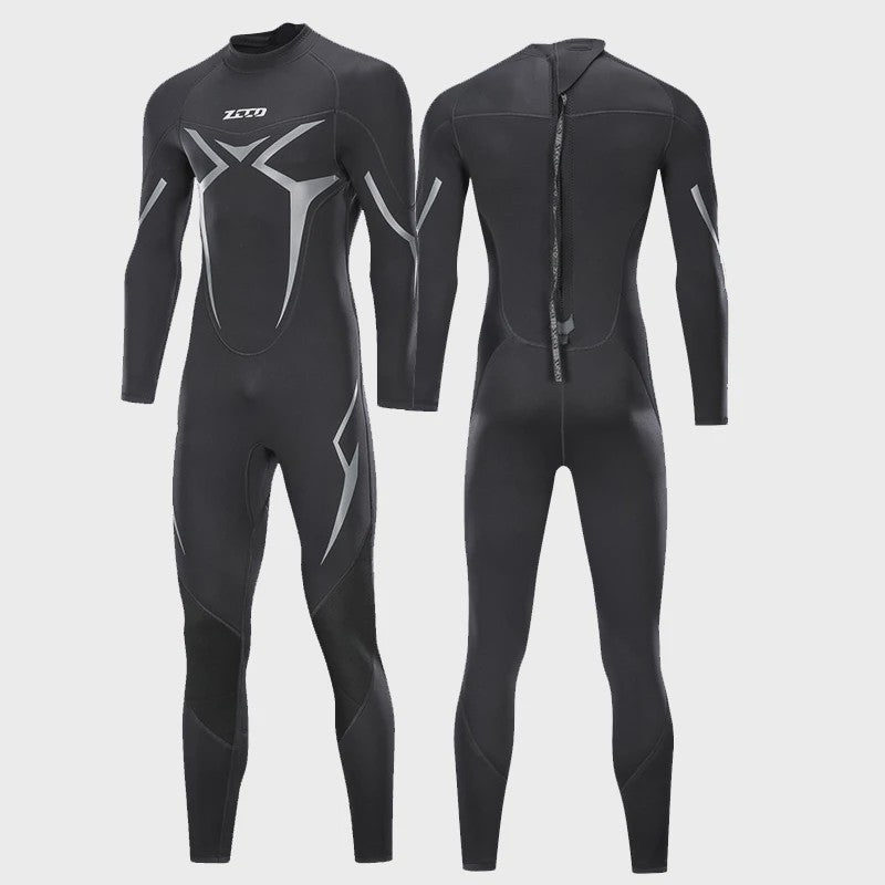 Heren 3mm Neopreen Wetsuit - Lange Mouwen, Full Body Duikpak voor Zwemmen, Surfen & Triathlon
