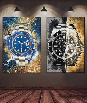 Luxe Horloge Canvas Schilderij - Pop Art Graffiti Muurdecoratie