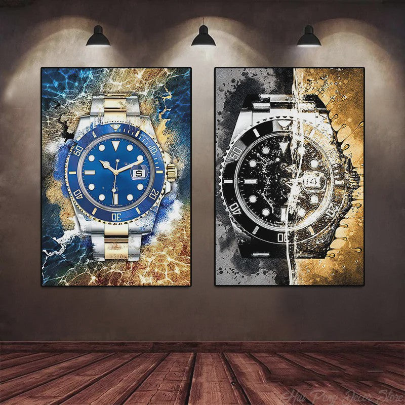 Luxe Horloge Canvas Schilderij - Pop Art Graffiti Muurdecoratie