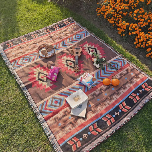 Veelzijdige Bohemian Deken in Westerse Stijl - Perfect voor Buiten, Camping, Picknick & Sofa