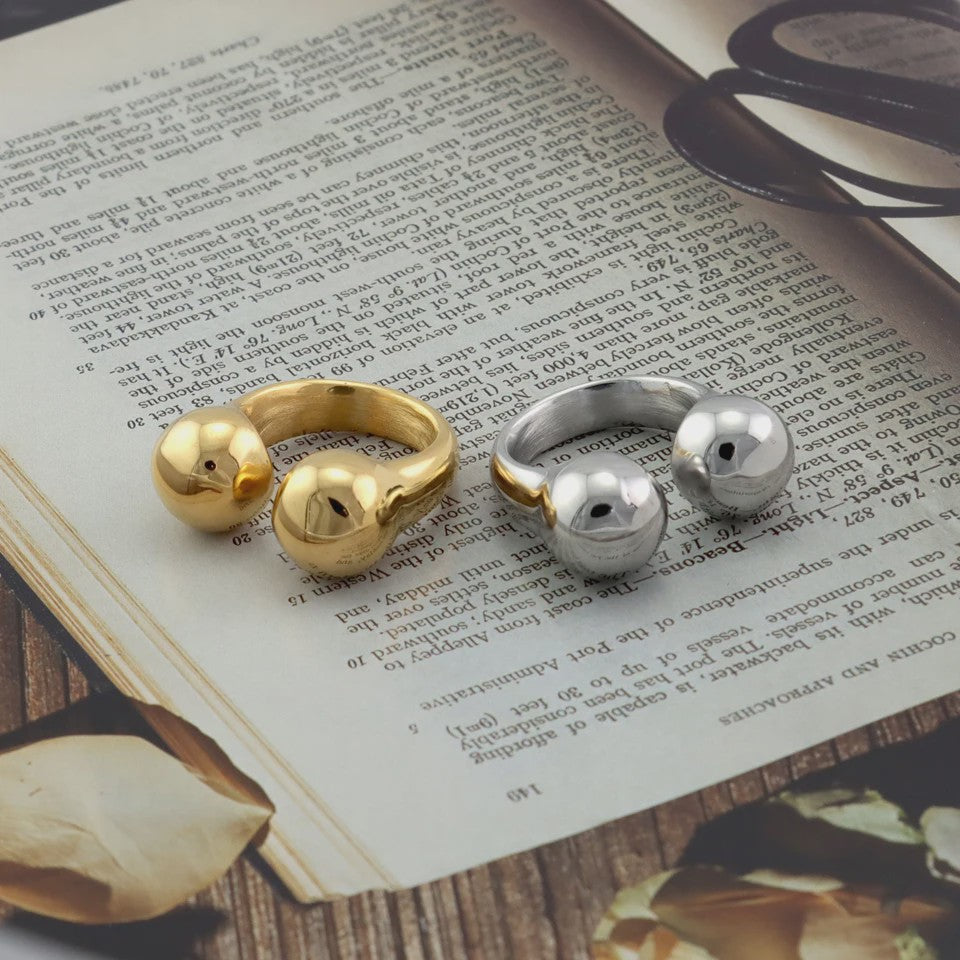 Nieuw Design Geometrische Kralen Ring - Roestvrij Staal Dames Sieraden