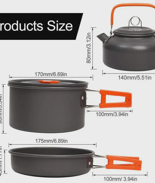 Kampeer Kookset Aluminium Outdoor Keukengerei Set - 12 Delig voor 2-3 Personen