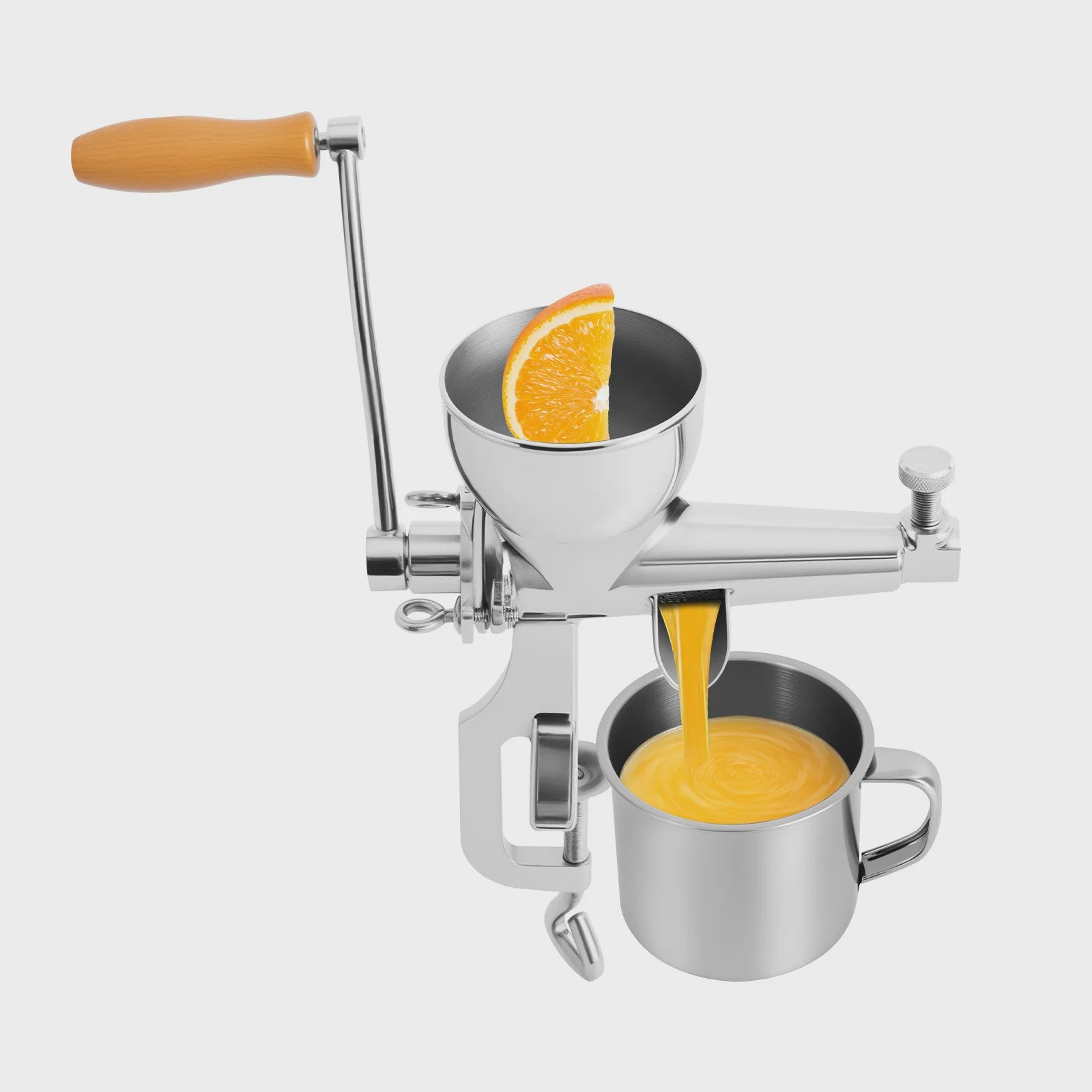 Handmatige Sapcentrifuge voor Fruit en Groenten - Roestvrij Staal & Hout