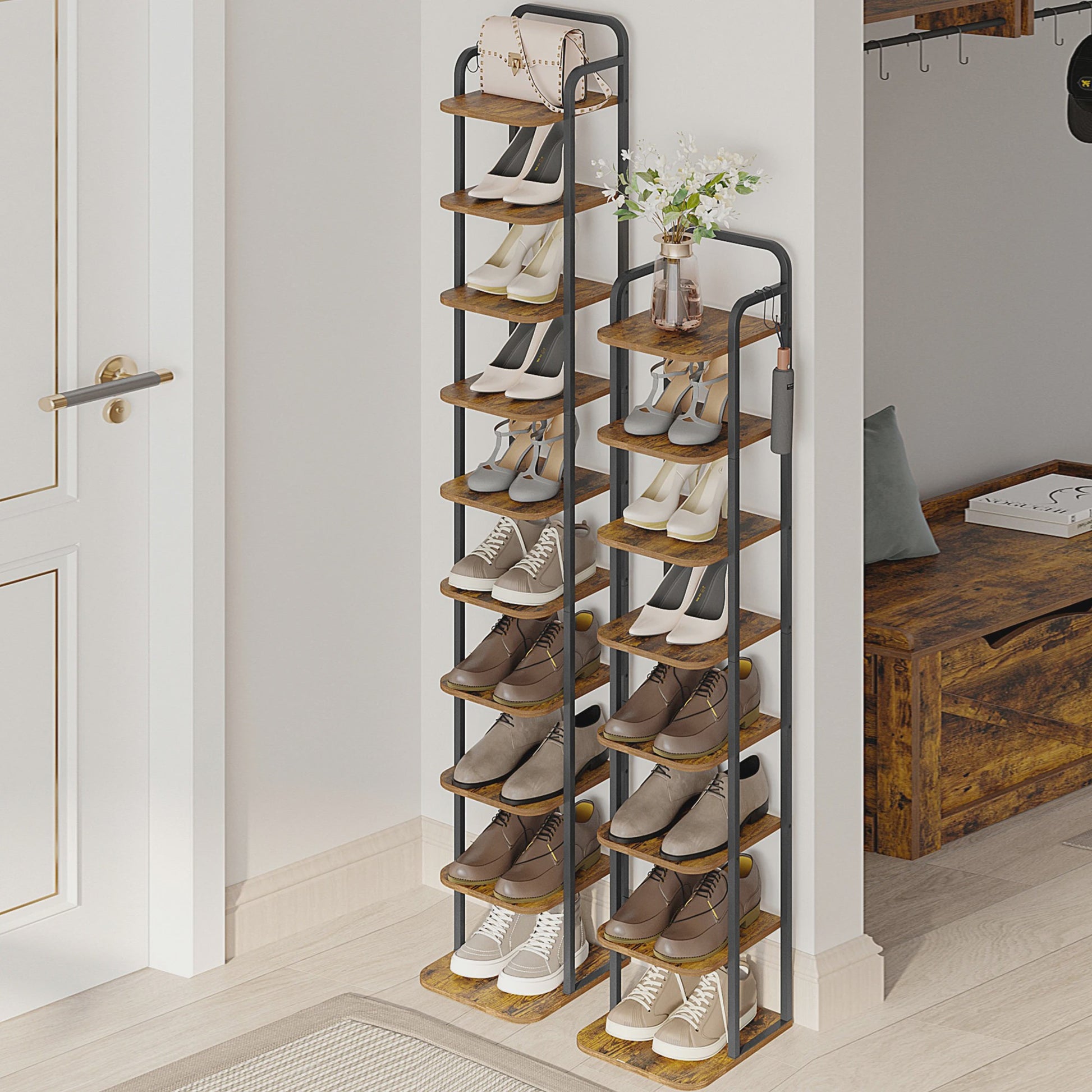 Verticale Schoenendrager Hout - Stijlvolle Schoenen Organizer voor Kleine Ruimtes