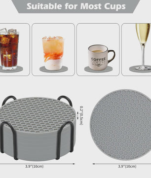 Siliconen Onderzetters Set met Houder - Anti-slip & Hittebestendig