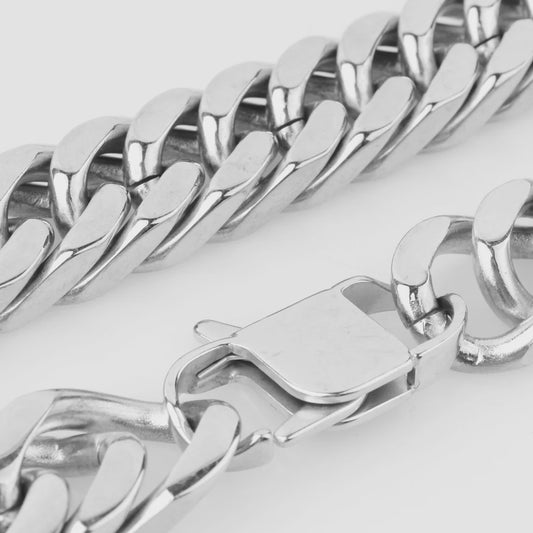 Zware Gepolijste RVS Curb Cuban Ketting - 10-17mm Breed - Waterdicht Sieraden voor Mannen & Jongens
