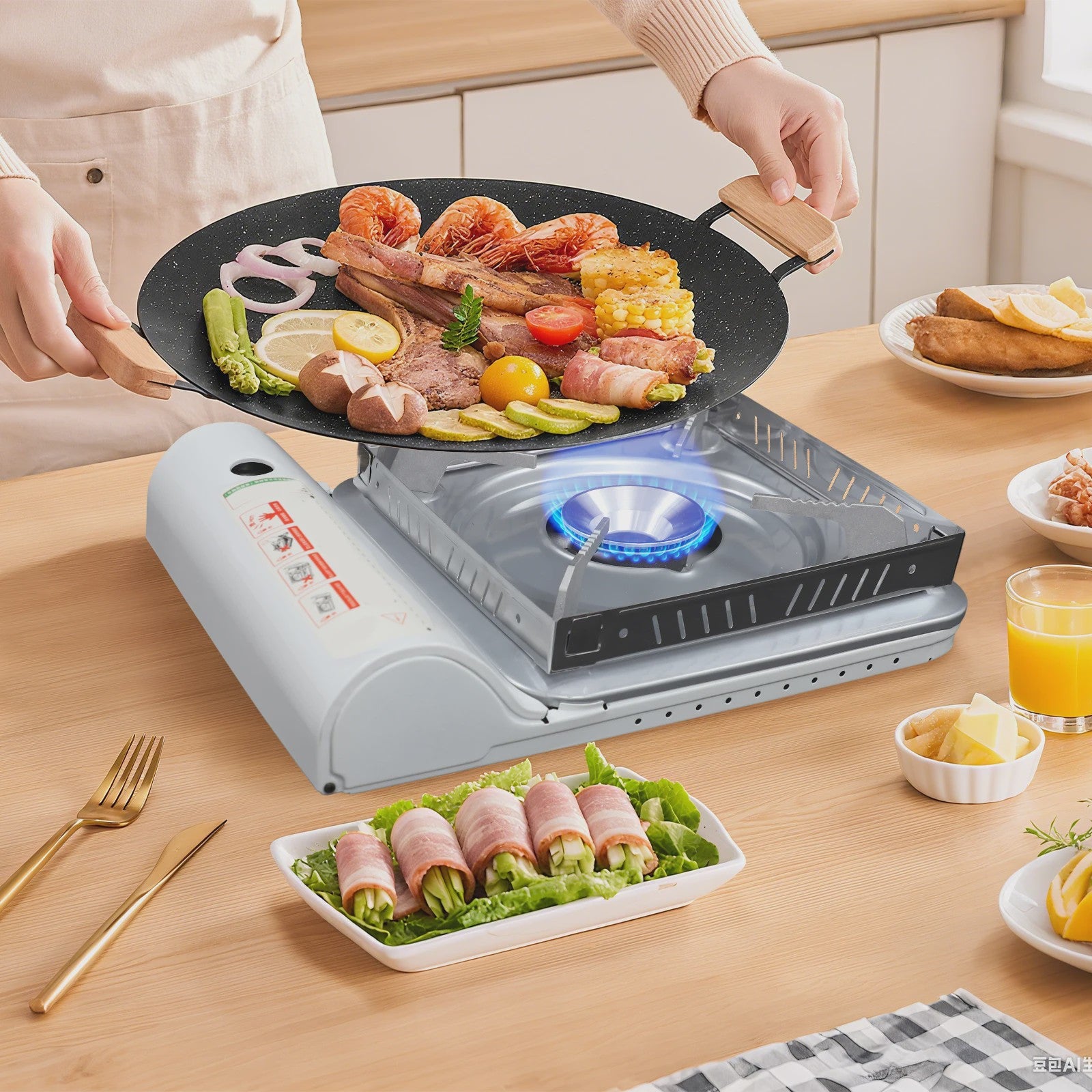 Draagbare Gasbrander 3500W - Compacte Camping Kooktoestel voor Buiten BBQ & Noodgevallen