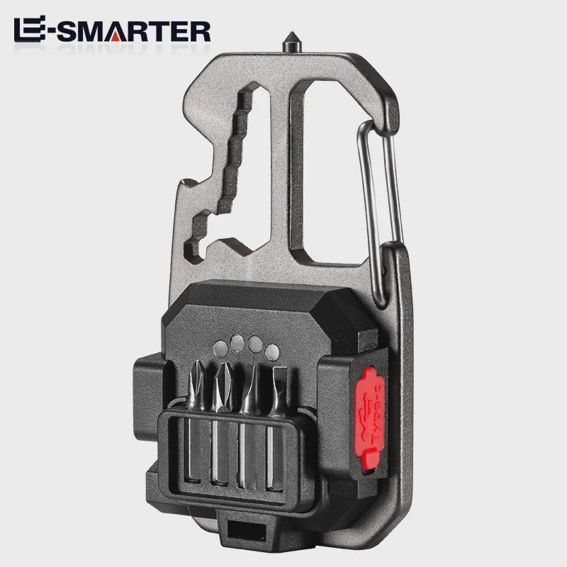 Multifunctionele Sleutelhanger Zaklamp met Gereedschap en Noodhamer