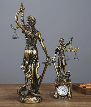 Retro Koperkleurige Vrouwe Justitia Beeldje - Decoratie voor Huis & Kantoor