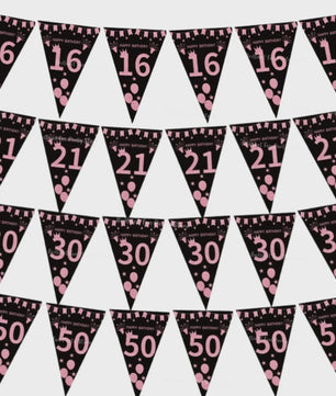 Black Gold Verjaardag Banner - Slingers voor 30, 40, 50, 60 Jaar Feestdecoratie