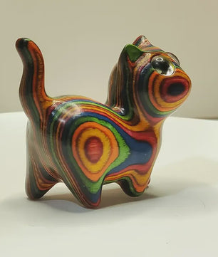 Houten Kat Beeldje - Creatieve Houtsnede Decoratie