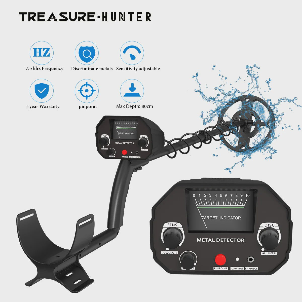 Treasure Hunter MD4030 Pro Metaaldetector: Hoge Gevoeligheid & Pinpointer Functie