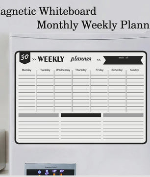 Magnetisch Whiteboard Kalender A3: Maandelijkse & Wekelijkse Planner, Krasvrij & Uitwisbaar voor Koelkast