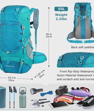 WESTTUNE 50L Wandelrugzak met Regenhoes - Multifunctionele Outdoor Rucksack