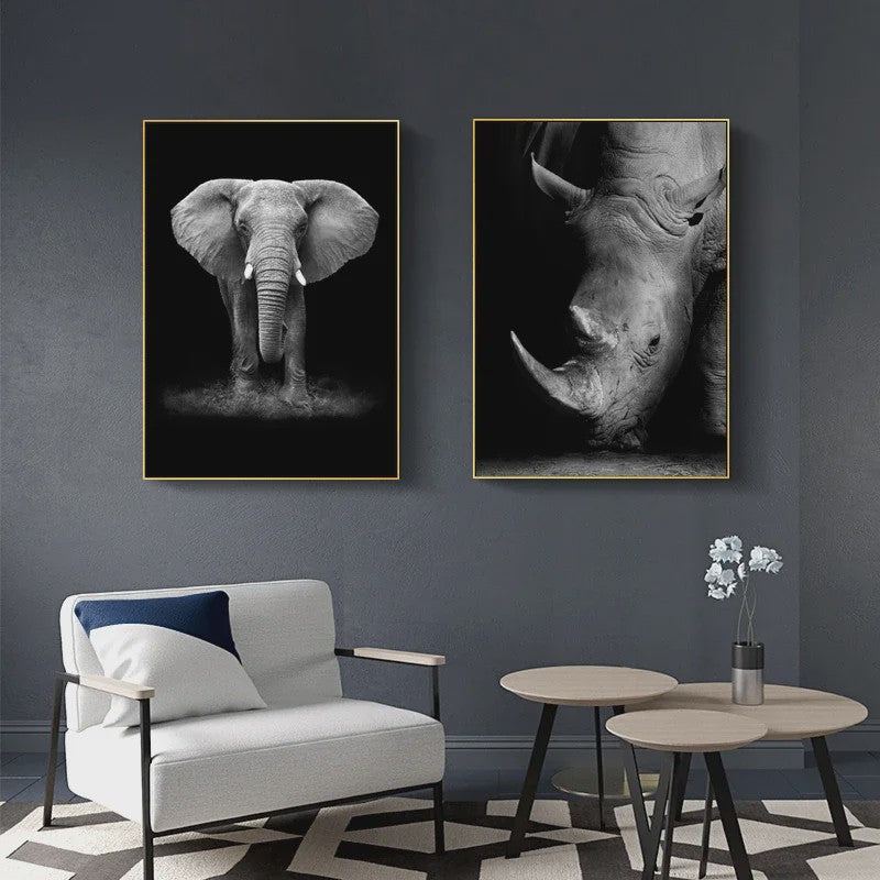 Moderne Canvas Schilderijen met Dieren: Leeuw, Olifant, Zebra & meer - Minimalistische Wanddecoratie