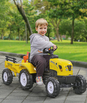 Gele Trap tractor met Aanhanger voor Kinderen - Rijplezier tot 35 kg
