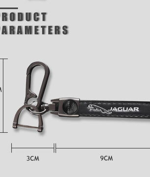 Luxe Lederen Autosleutel Hanger met Jaguar Logo - Decoratief & Duurzaam