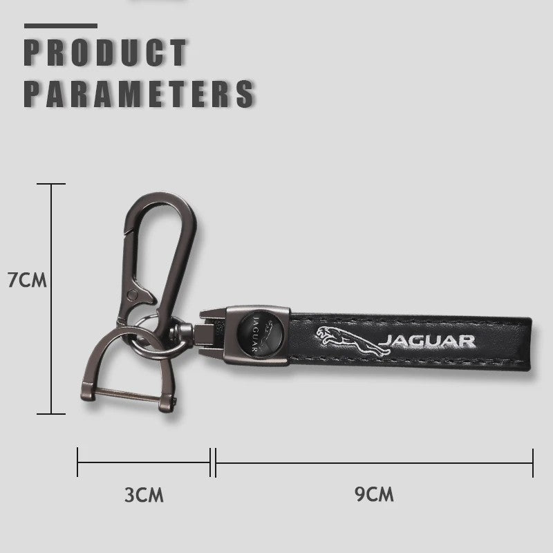 Luxe Lederen Autosleutel Hanger met Jaguar Logo - Decoratief & Duurzaam