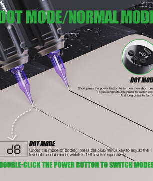Dragonhawk A1 Draadloze Tattoopen Kit - Dual Modes, 1600mAh Batterij, 3.5mm Slag