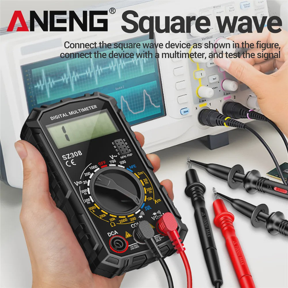 ANENG SZ308 Digitale Multimeter: AC/DC Metingen, Weerstand, LCD Scherm & Vierkante Golf Test