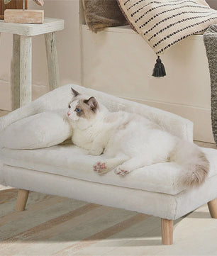 Luxe Verhoogd Hondensofa Bed met Rugleuning & Pluche Kussen - Stijlvolle Lounger voor Kleine/Middelgrote Honden & Katten