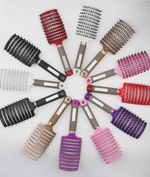 Ontwarrende Haarborstel met Natuurlijke Borstelharen & Nylon - Voor Nat & Droog Haar, Krullen & Styling