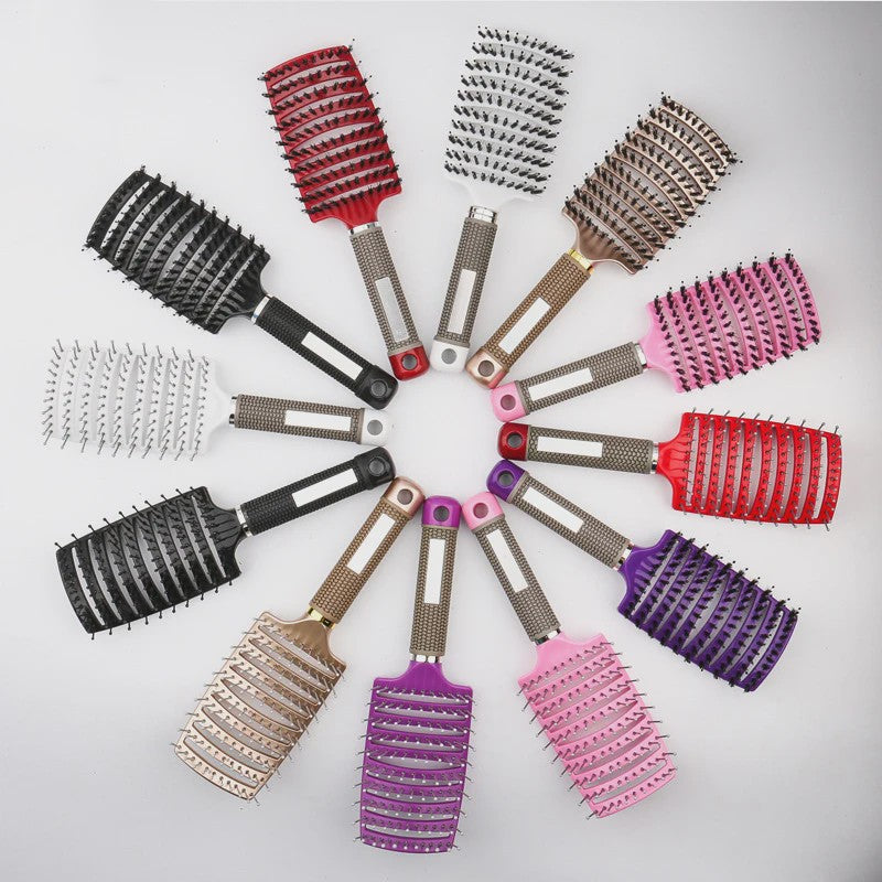 Ontwarrende Haarborstel met Natuurlijke Borstelharen & Nylon - Voor Nat & Droog Haar, Krullen & Styling
