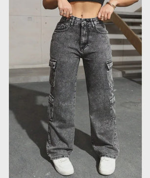 Y2K Cargo Jeans Dames - Hoge Taille, Stretch, Retro Stijl