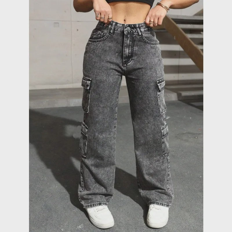 Y2K Cargo Jeans Dames - Hoge Taille, Stretch, Retro Stijl