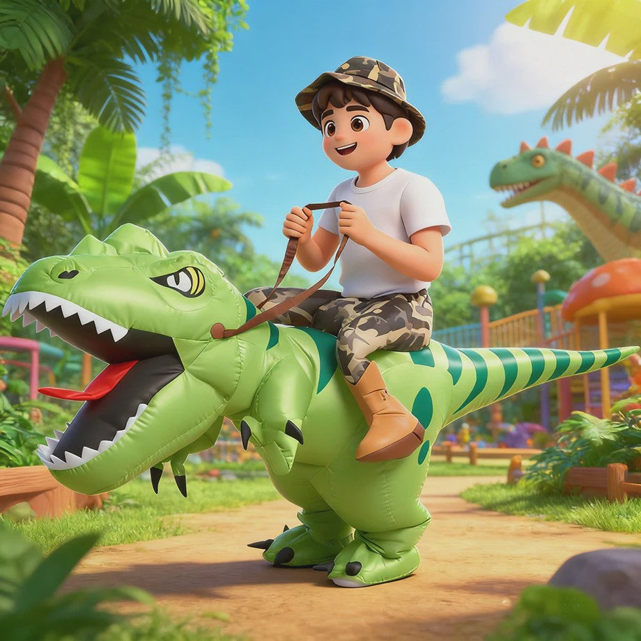 Opblaasbaar T-Rex Kostuum - Draak Rijden Dinosaurussen Outfit voor Kinderen