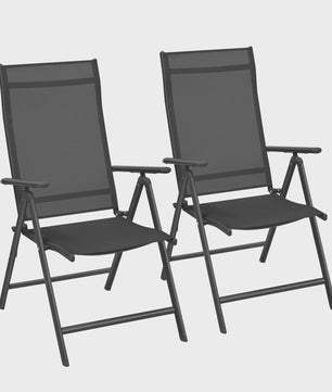 Set van 2 inklapbare tuinstoelen met aluminium frame, 8-voudig verstelbare rugleuning en 150 kg belastbaarheid