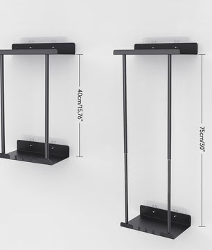 Verstelbaar Zwart Handdoekrek met Boven- en Onderplank - Ideaal voor Badkamer, Camper, Woonkamer & Sauna