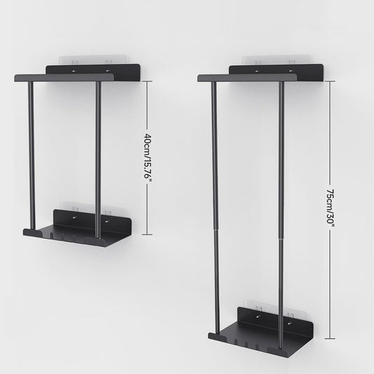 Verstelbaar Zwart Handdoekrek met Boven- en Onderplank - Ideaal voor Badkamer, Camper, Woonkamer & Sauna