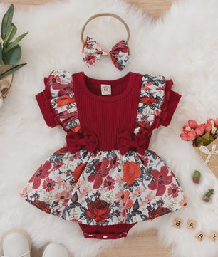 Zomerse Baby Jurk Romper met Strikjes en Bloemenprint - Katoen