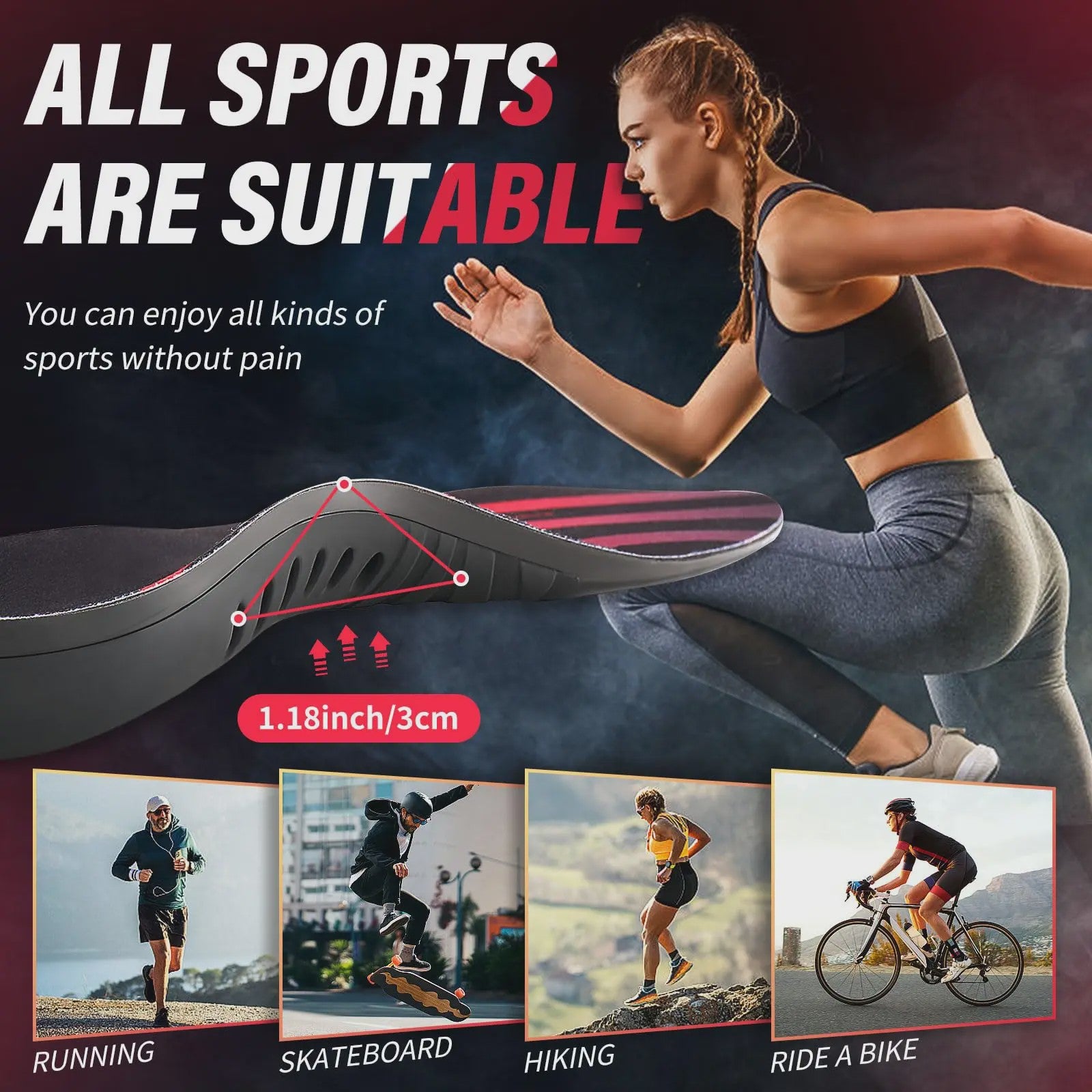 Orthopedische Sportzolen met PU Gel - Schokabsorptie & Boogondersteuning