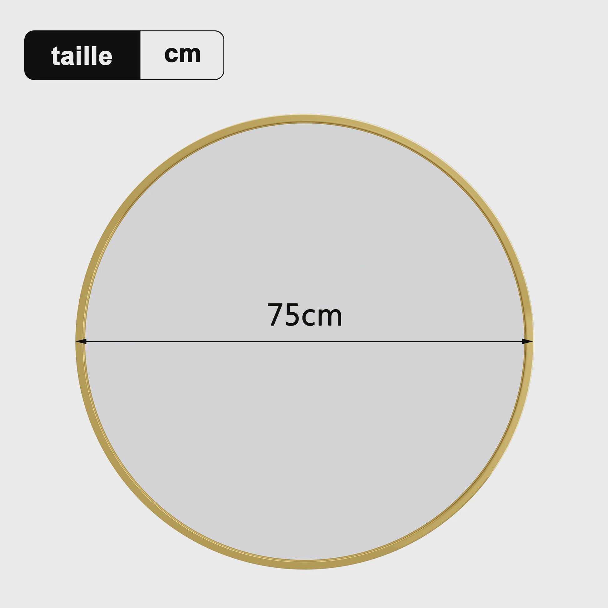 Anajqaqia Ronde Wandspiegel 75 cm - Goudkleurig Aluminium Frame, Veiligheidsglas