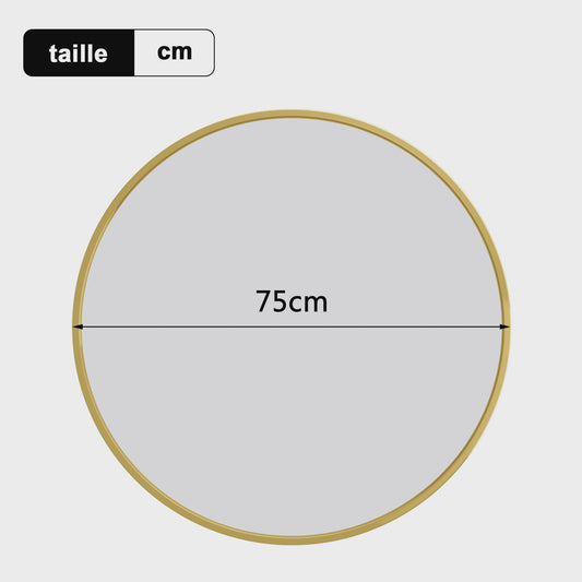 Anajqaqia Ronde Wandspiegel 75 cm - Goudkleurig Aluminium Frame, Veiligheidsglas