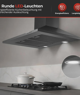 60cm Zwarte RVS Afzuigkap met 400 m³/h, A+++ Energieklasse en LED Verlichting